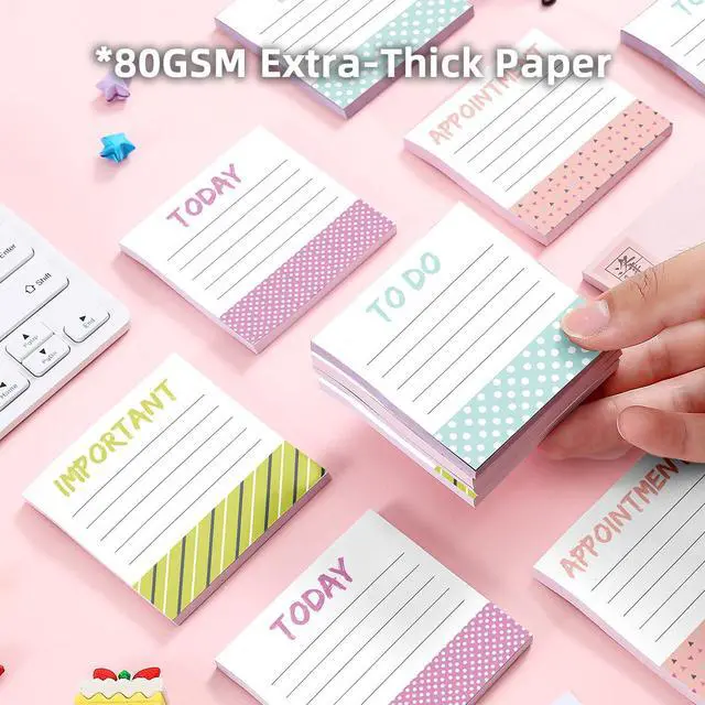 Alt view image 2 of 7 - 4-Pads/3x3 inch Sticky Notes, Memo Pads with High-Adhesive, Reusable Tearable Memo Pads for Shopping, to-Do List, Reminders, Grocery List Pads, Weekly Planning Food Organizer - Daily Sparks