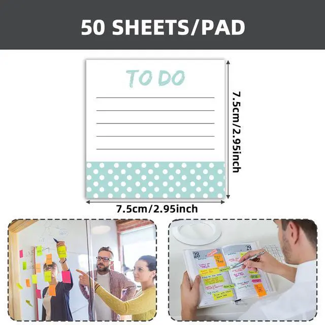 Alt view image 7 of 7 - 4-Pads/3x3 inch Sticky Notes, Memo Pads with High-Adhesive, Reusable Tearable Memo Pads for Shopping, to-Do List, Reminders, Grocery List Pads, Weekly Planning Food Organizer - Daily Sparks