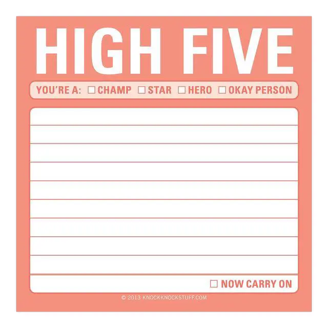 Alt view image 2 of 6 - 12447 High Five Sticky Note Pad