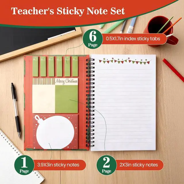Alt view image 3 of 7 - A5 Spiral Sticky Notebook,with 9 pads of decorated sticky notes and a handy notebook,Note Pads Teacher Appreciation Gift Writing Memo Pads School Office Supplies and Daily Life Organization (Ginger)