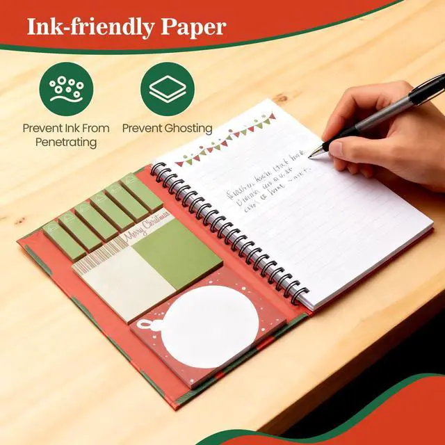 Alt view image 5 of 7 - A5 Spiral Sticky Notebook,with 9 pads of decorated sticky notes and a handy notebook,Note Pads Teacher Appreciation Gift Writing Memo Pads School Office Supplies and Daily Life Organization (Ginger)