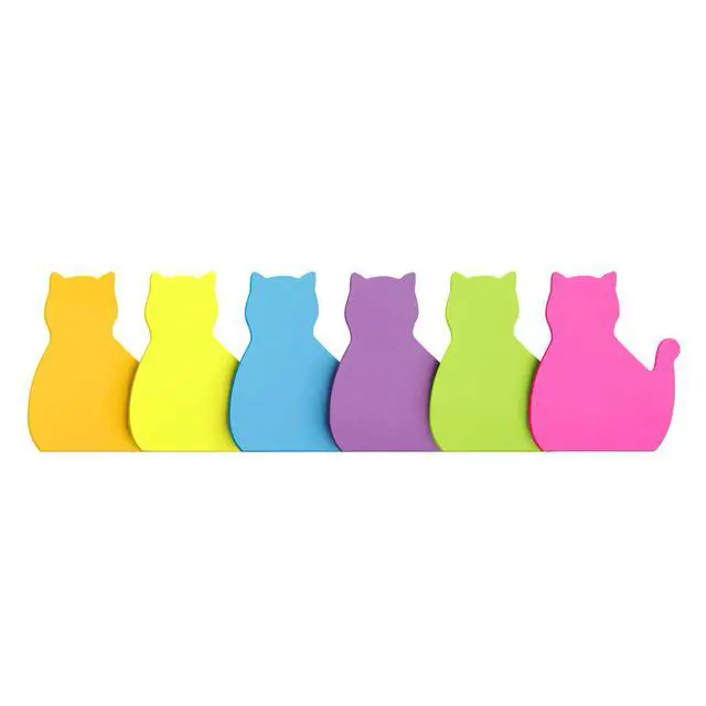 Alt view image 2 of 2 - Cat Shape Sticky Notes 6 Pads, 450 Sheets | Bright Colors, 3×3 inch Size, Cute Cat Self-Sticky Note Pads for Office, School, Home and Cat Lover Gifts