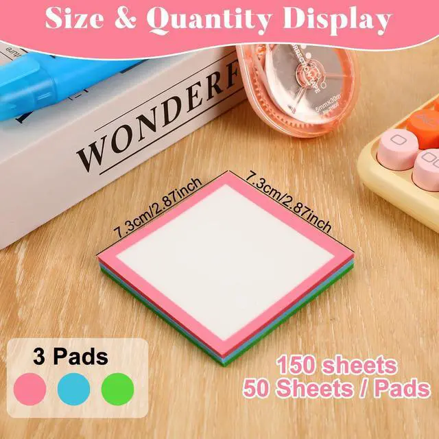 Alt view image 2 of 7 - 3PCS Sparkle Sticky Notes, Glitter Sticky Notes, Glitter Notepad, Clear Post It Note Pastel, Small to Do List, See Through Note, Office Supplies (Blue+Pink+Green)