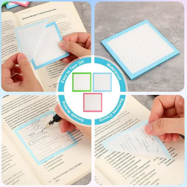 Alt view image 4 of 7 - 3PCS Sparkle Sticky Notes, Glitter Sticky Notes, Glitter Notepad, Clear Post It Note Pastel, Small to Do List, See Through Note, Office Supplies (Blue+Pink+Green)