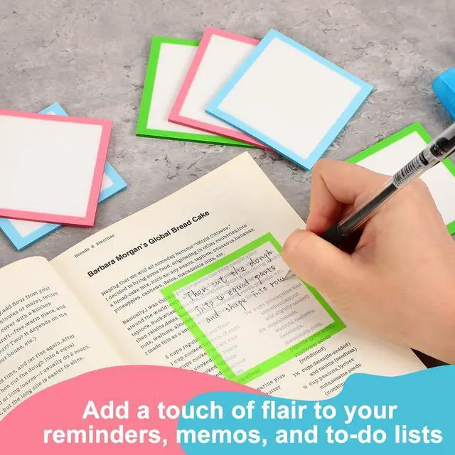 Alt view image 6 of 7 - 3PCS Sparkle Sticky Notes, Glitter Sticky Notes, Glitter Notepad, Clear Post It Note Pastel, Small to Do List, See Through Note, Office Supplies (Blue+Pink+Green)
