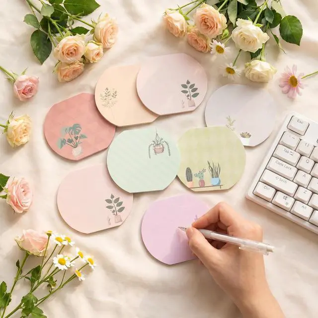 Alt view image 3 of 6 - Plant Theme Sticky Note,Cute Pretty Spring Aesthetic Kawaii Fun Sticky Note | 8 Pcs, Stylish Practical Cute Note Pads, for Office Home School Supplies, 30 Sheets Per Piece, Plant