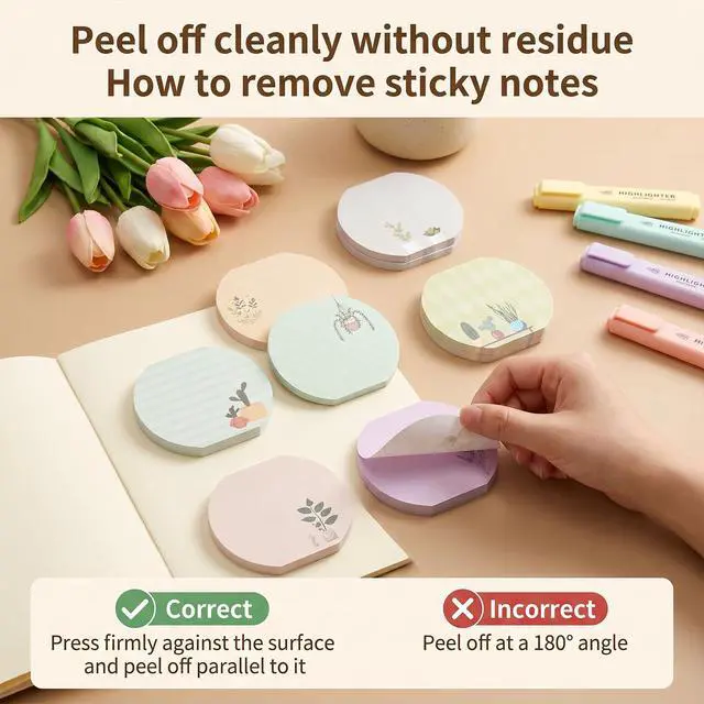 Alt view image 5 of 6 - Plant Theme Sticky Note,Cute Pretty Spring Aesthetic Kawaii Fun Sticky Note | 8 Pcs, Stylish Practical Cute Note Pads, for Office Home School Supplies, 30 Sheets Per Piece, Plant