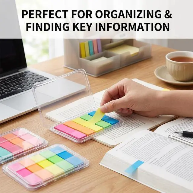 Alt view image 6 of 7 - 300Pcs Aesthetic Sticky Tabs for Annotating Books, Colorful Transparent Page Markers & Flags, Clear Index Note Stickers for Bible, Notebooks & Reading, Small Mini Pop Up Tab Set
