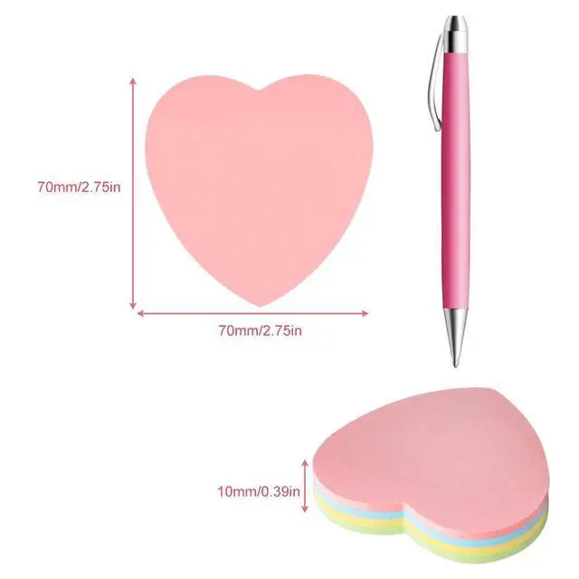 Alt view image 5 of 7 - Heart Shaped Sticky Notes, Colored Sticky Notes Pink Red Blue Cute Fun Love Self-Adhesive Note for Kids School Classroom Office College (2 Pads, Heart)