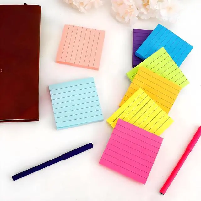 Alt view image 3 of 7 - Lined Sticky Notes 3x3,Sticky Notes With Lines,Self-Stick Note Pads,8 Pads,800 Sheets,Stickey Stickies Stick Square Colored Ruled Notepads Set for Teacher Office Supplies Back to School Stuff
