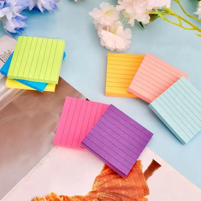Alt view image 4 of 7 - Lined Sticky Notes 3x3,Sticky Notes With Lines,Self-Stick Note Pads,8 Pads,800 Sheets,Stickey Stickies Stick Square Colored Ruled Notepads Set for Teacher Office Supplies Back to School Stuff
