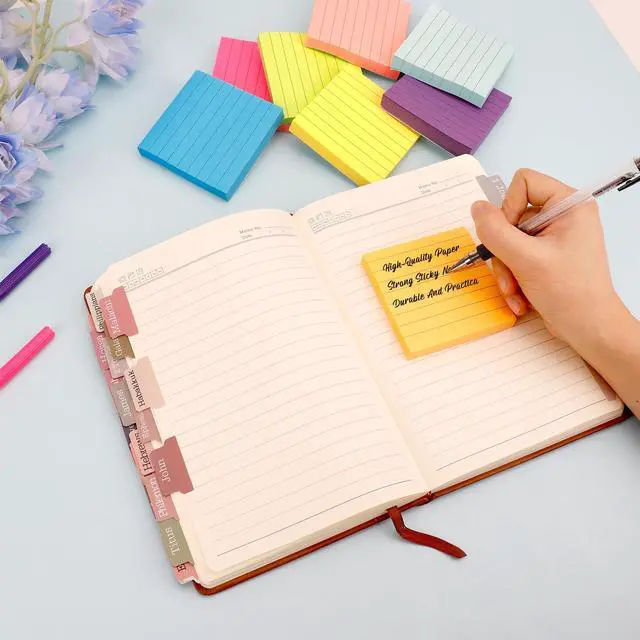 Alt view image 5 of 7 - Lined Sticky Notes 3x3,Sticky Notes With Lines,Self-Stick Note Pads,8 Pads,800 Sheets,Stickey Stickies Stick Square Colored Ruled Notepads Set for Teacher Office Supplies Back to School Stuff