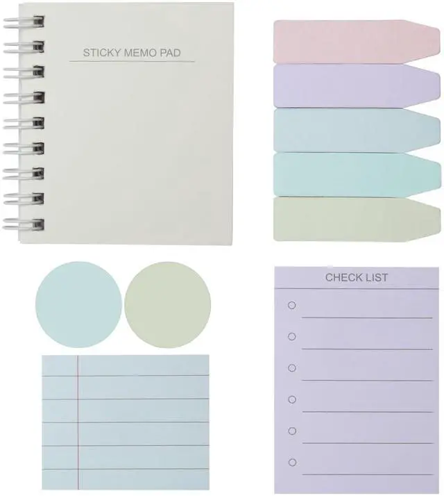 Main image of Small Notebook with Sticky Notes and Flags, Portable Notepad with Adhesive Notes and Flags, Assorted Pastel Colors, 3" x 3", 180 Memos per Notebook (1009679)