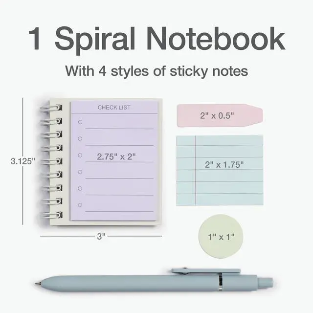 Alt view image 3 of 7 - Small Notebook with Sticky Notes and Flags, Portable Notepad with Adhesive Notes and Flags, Assorted Pastel Colors, 3" x 3", 180 Memos per Notebook (1009679)