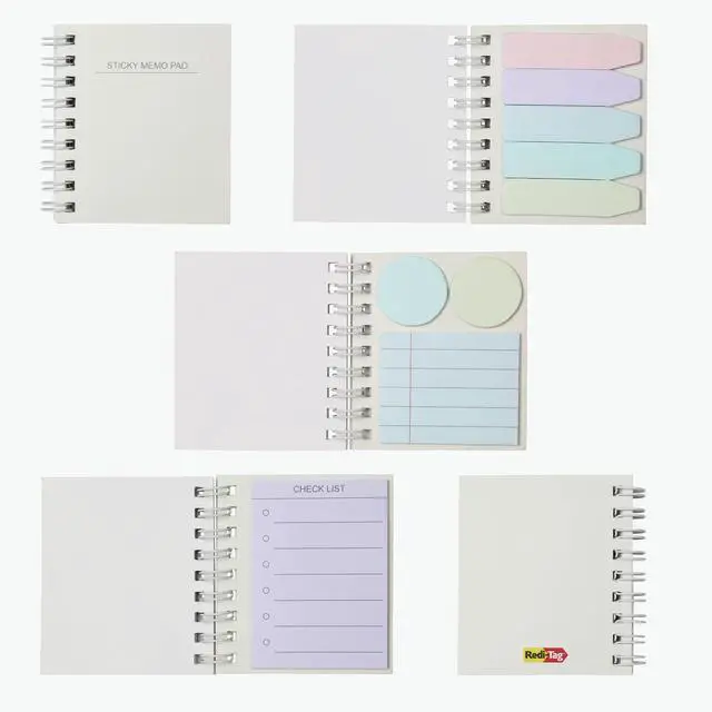 Alt view image 2 of 7 - Small Notebook with Sticky Notes and Flags, Portable Notepad with Adhesive Notes and Flags, Assorted Pastel Colors, 3" x 3", 180 Memos per Notebook (1009679)