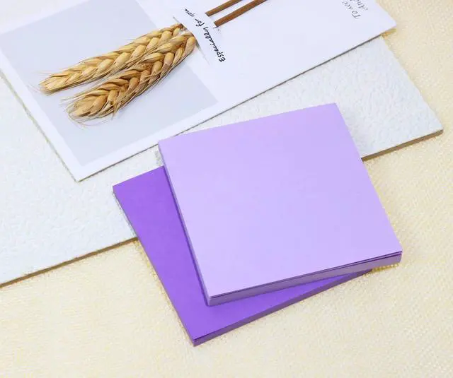 Alt view image 3 of 6 - 2 Pack Kraft Paper Sticky Notes 3inch Square Self-Stick Blank Book Tabs Paper Markers Sticky Notes Pad 100 Sheets Index Sticker for Home Office Remark Planner (Purple & Light Purple)