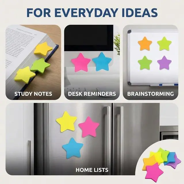 Alt view image 6 of 7 - 6 Color 240 Sheets Star Shape Sticky Notes Super Cute Post It Notes Self-Sticky Note Pads for School Office Home, Self Stick Notes, Notebooks and Writing Pads