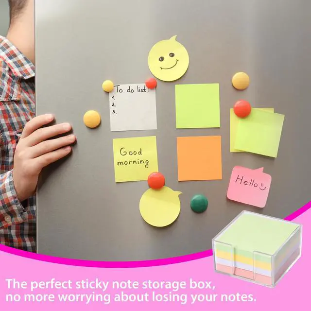 Alt view image 4 of 7 - 3x3 Inch Acrylic Sticky Note Holder, Crystal Clear Sticky Note Dispenser for Dorm Room Home and Office Acrylic Desk Organizer