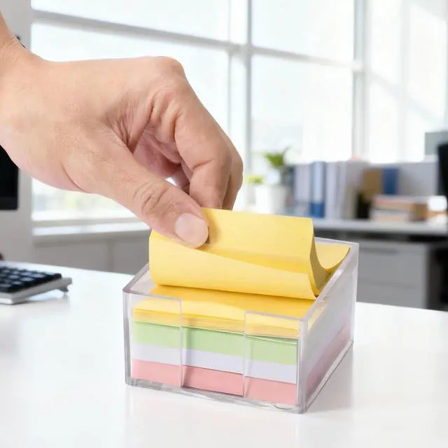 Alt view image 7 of 7 - 3x3 Inch Acrylic Sticky Note Holder, Crystal Clear Sticky Note Dispenser for Dorm Room Home and Office Acrylic Desk Organizer