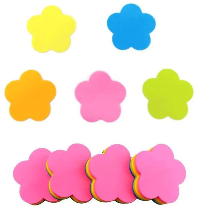 Main image of Mini Flower Shaped Sticky Notes Colorful Cute Sticky Notes Fun Self-Stick Memo Pads Set for Office School (4 Pads 400 Sheets)