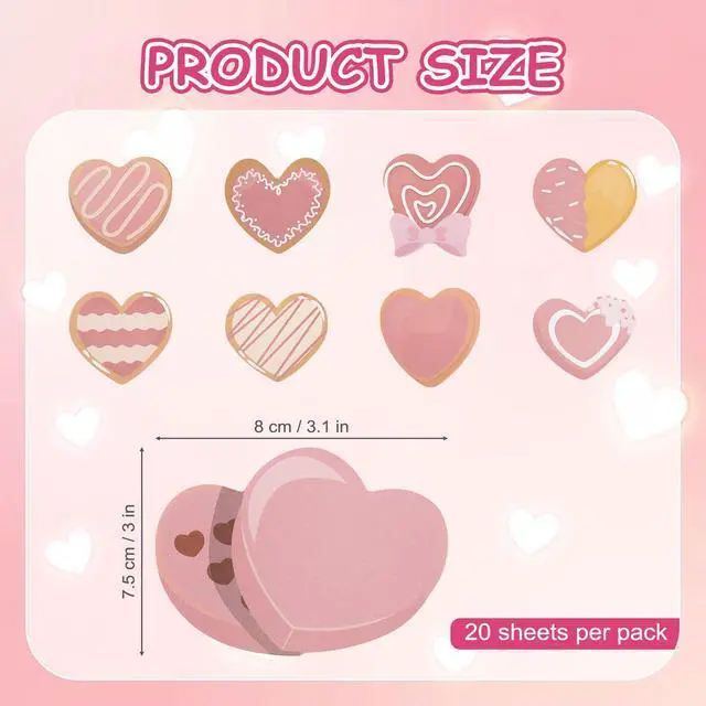 Alt view image 2 of 7 - 9Pcs/Set Heart Shape Cute Sticky Notes Set Self-Stick Notes | for Decorative Paities, School Supplies,Office Products,Daily Reminder