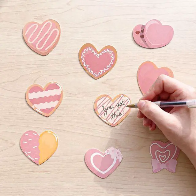 Alt view image 4 of 7 - 9Pcs/Set Heart Shape Cute Sticky Notes Set Self-Stick Notes | for Decorative Paities, School Supplies,Office Products,Daily Reminder