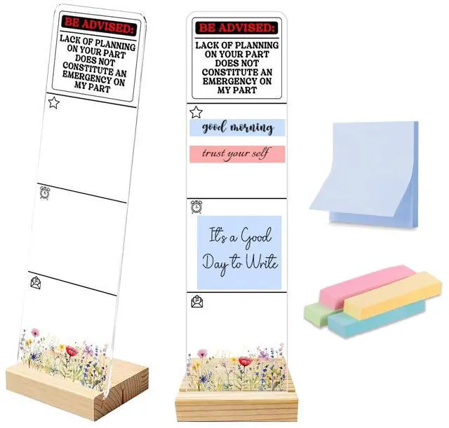Main image of Sticky Note Holder Acrylic Monitor Memo Board Desk Organizers and Accessories Desk Decor Post It Note Holder with 200Pcs Sticky Notes Funny Office Warning Desk Sign
