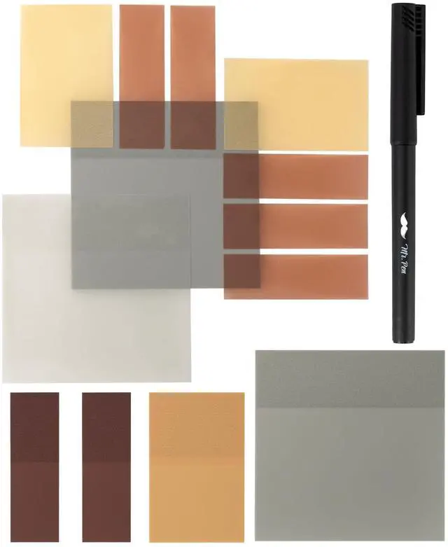 Main image of Transparent Sticky Notes Set, 200 Sheets | Transparent Sticky Notes and Planner Tabs with Black Fineliner Pen for Bible Study, Office, School, Planning
