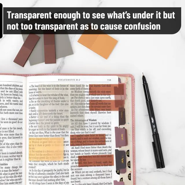 Alt view image 4 of 7 - Transparent Sticky Notes Set, 200 Sheets | Transparent Sticky Notes and Planner Tabs with Black Fineliner Pen for Bible Study, Office, School, Planning