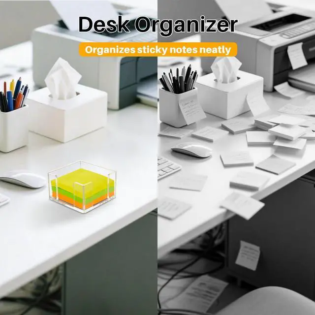 Alt view image 5 of 7 - Acrylic Sticky Note Holder, 3x3 Inch Clear Dual Openings Square Notepad Organizer with Anti-Slip Base, Sticky Note Dispenser Memo Holder Case for Desk Office School Supplies(No Pads)