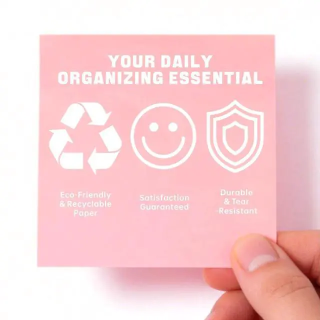 Alt view image 7 of 7 - Neon Sticky Notes 3x3 inch, 5 Pads, 100 Sheets/Pad, Bright Self-Stick Notes with Strong Adhesive, Eco-Friendly Recyclable Paper for Office, School and Home, 5 Colors