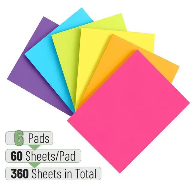 Alt view image 2 of 7 - Sticky Notes, 3"x4", 6 Pads, 360 Sheets, Multicolor, Sticky Notes | Self-Stick Note Pads, Perfect for Office, School, Home, Study & Organization
