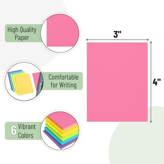 Alt view image 3 of 7 - Sticky Notes, 3"x4", 6 Pads, 360 Sheets, Multicolor, Sticky Notes | Self-Stick Note Pads, Perfect for Office, School, Home, Study & Organization