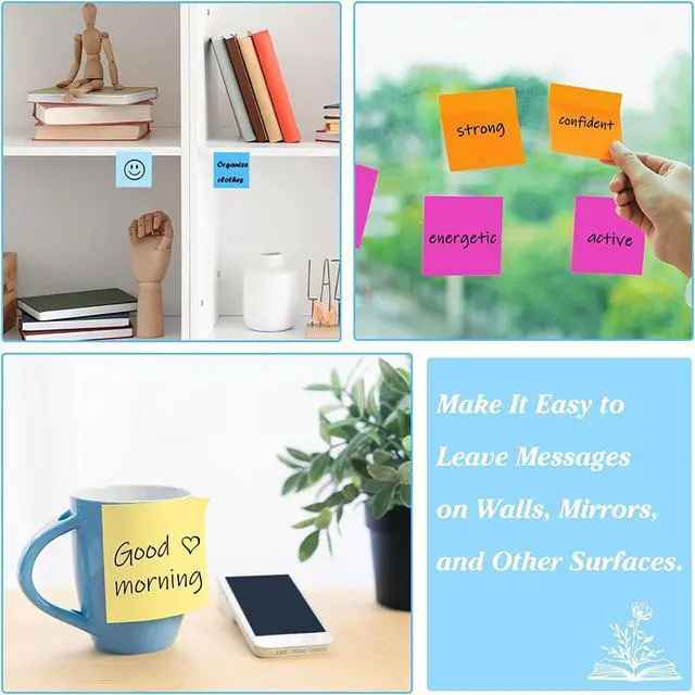 Alt view image 6 of 7 - 800 Sheets Sticky Notes 3x3 Inches Bright Colors Self-Stick Pads 100 Sheets/Pads Index Memo Pad for Home and School Offices (8 Pack)