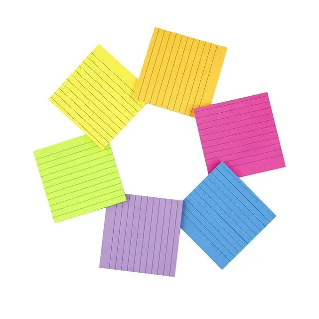 Alt view image 6 of 6 - (6 Pads) Lined Sticky Notes 4x4 in, 6 Bright Colors Self-Stick Note Pads | Strong Adhesive, 47 Sheets/Pad