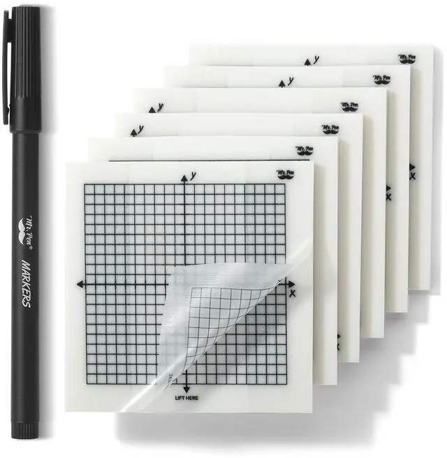 Main image of Transparent Graph Sticky Notes, 3x3 Inch, 6 Pads, 50 Sheets/Pad | 6 Grid Designs, Square Graph Paper Notes & Fineliner, Waterproof Grid Sticky Note Pads for Math, Study, Journals, Planners