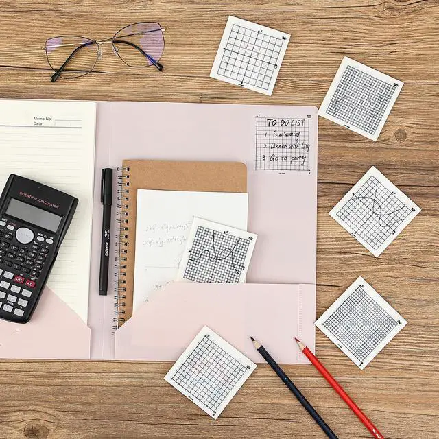 Alt view image 6 of 7 - Transparent Graph Sticky Notes, 3x3 Inch, 6 Pads, 50 Sheets/Pad | 6 Grid Designs, Square Graph Paper Notes & Fineliner, Waterproof Grid Sticky Note Pads for Math, Study, Journals, Planners