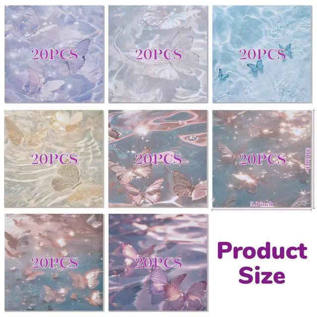Alt view image 2 of 7 - 160 Sheets 3x3 Inches Aesthetic Sticky Notes, 8 Packs Self Sticky Note Pads Strong Adhensive Post, Cute Sticky Accessories for Home Office School Notebook (Pink & Purple Series)