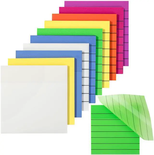 Main image of Transparent Sticky Notes, 3"x3", 10 Pads, 7X Lined, 3X Blank | 500 Sheets, Lined Transparent Sticky Notes, Water-Resistant See Through Self-Adhesive Note Pads for Bible Journaling