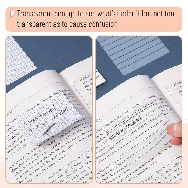 Alt view image 3 of 7 - Transparent Sticky Notes, 3"x3", 10 Pads, 7X Lined, 3X Blank | 500 Sheets, Lined Transparent Sticky Notes, Water-Resistant See Through Self-Adhesive Note Pads for Bible Journaling