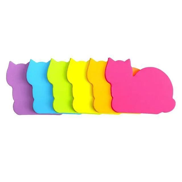 Alt view image 2 of 3 - Cute Cat Sticky Notes 6 Pads, 450 Sheets | Bright Colors, 3×3 inch Size, Cat Shape Self-Sticky Note Pads for Office, School, Home and Cat Lover Gifts