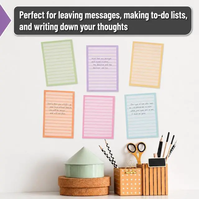 Alt view image 4 of 7 - Lined Sticky Notes, 4" x 6", 6 Pads, 270 Sheets | Sticky Notes with Lines, Ruled Post Stickies, Memo Pads, Self-Stick Note Pad for Office, School, Home, Study & Organization