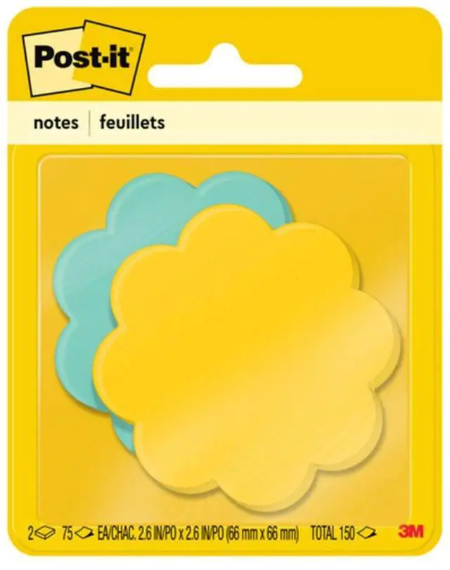 Main image of Notes, Daisy Shape, Assorted Colors, 2.6x2.6 in, 2 Pads, 75 Sheets/Pad (7350-DSY)