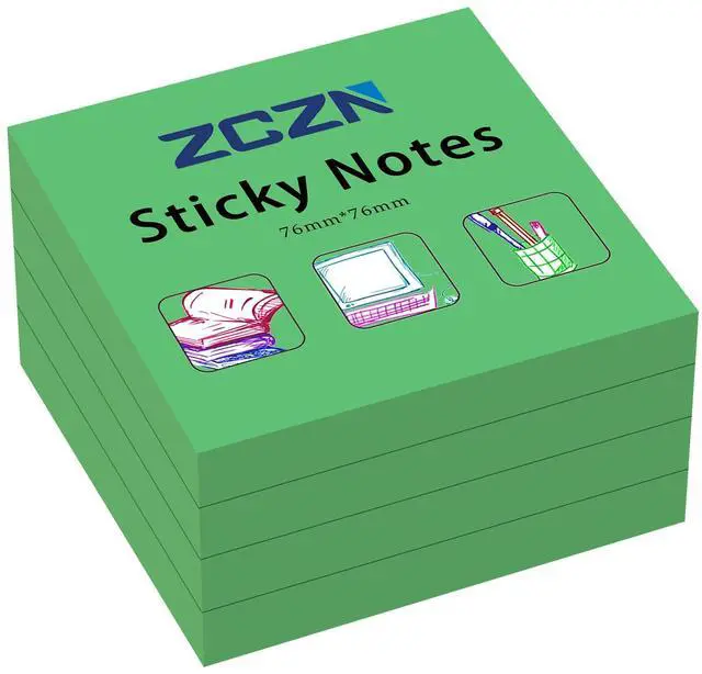 Main image of Deep Green Sticky Notes, 3 x 3 in, 100 Sheets/Pad, 4 Pads/Pack