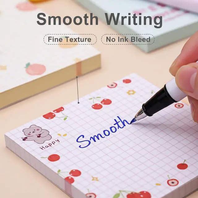 Alt view image 5 of 7 - Cute Kawaii Sticky Notes 3.1x3.1in 4Pads 80Sheets/Pad | Self-Stick Note Pads Cute Colorful Super Sticky Note Pads 4 Unique Cute Patterns,Fruits Sticky Notes