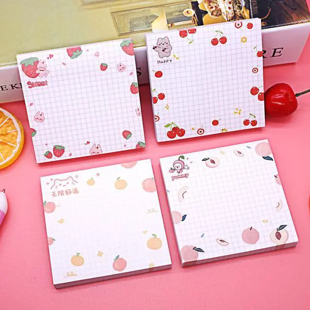Alt view image 4 of 7 - Cute Kawaii Sticky Notes 3.1x3.1in 4Pads 80Sheets/Pad | Self-Stick Note Pads Cute Colorful Super Sticky Note Pads 4 Unique Cute Patterns,Fruits Sticky Notes