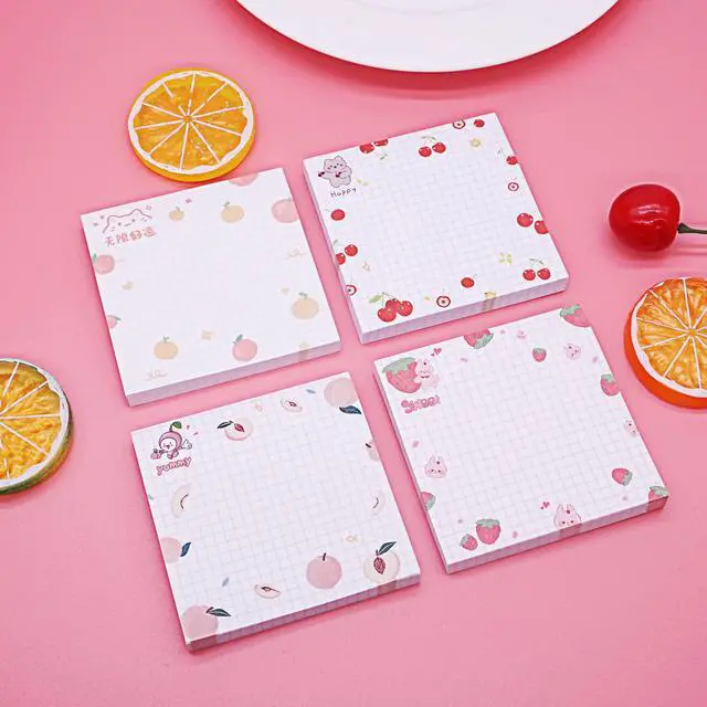 Alt view image 6 of 7 - Cute Kawaii Sticky Notes 3.1x3.1in 4Pads 80Sheets/Pad | Self-Stick Note Pads Cute Colorful Super Sticky Note Pads 4 Unique Cute Patterns,Fruits Sticky Notes