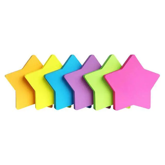 Alt view image 2 of 7 - Star Shape Sticky Notes 3x3 Inch, 6 Bright Colors, 450 Sheets | Cute Design Self-Sticky Note Pads, 6 Multiple Colors Sticky Notes for Office, School, Family