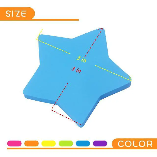 Alt view image 4 of 7 - Star Shape Sticky Notes 3x3 Inch, 6 Bright Colors, 450 Sheets | Cute Design Self-Sticky Note Pads, 6 Multiple Colors Sticky Notes for Office, School, Family