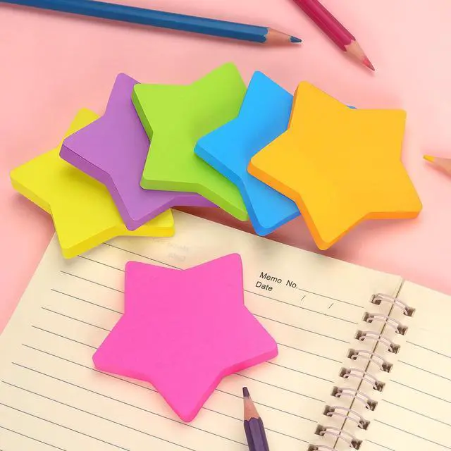 Alt view image 7 of 7 - Star Shape Sticky Notes 3x3 Inch, 6 Bright Colors, 450 Sheets | Cute Design Self-Sticky Note Pads, 6 Multiple Colors Sticky Notes for Office, School, Family